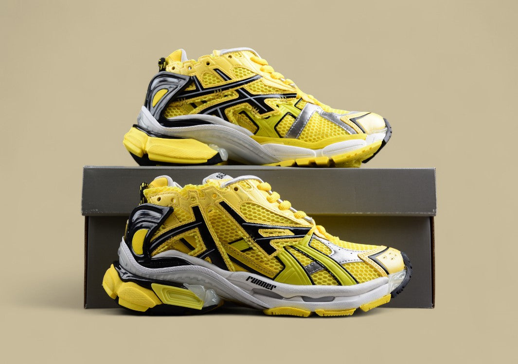 Balenciaga Yellow and Black Mesh Runner Sneaker