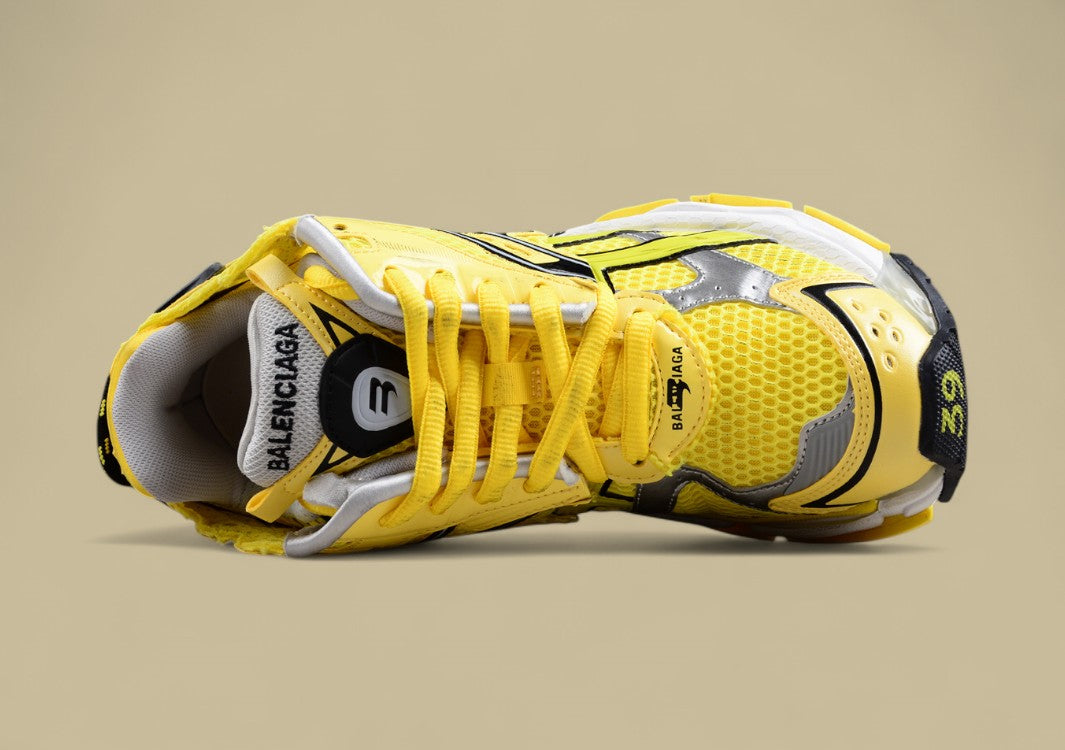 Balenciaga Yellow and Black Mesh Runner Sneaker