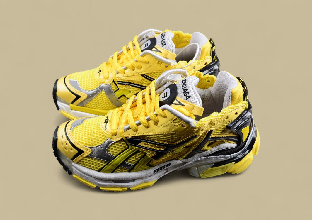 Balenciaga Yellow and Black Mesh Runner Sneaker