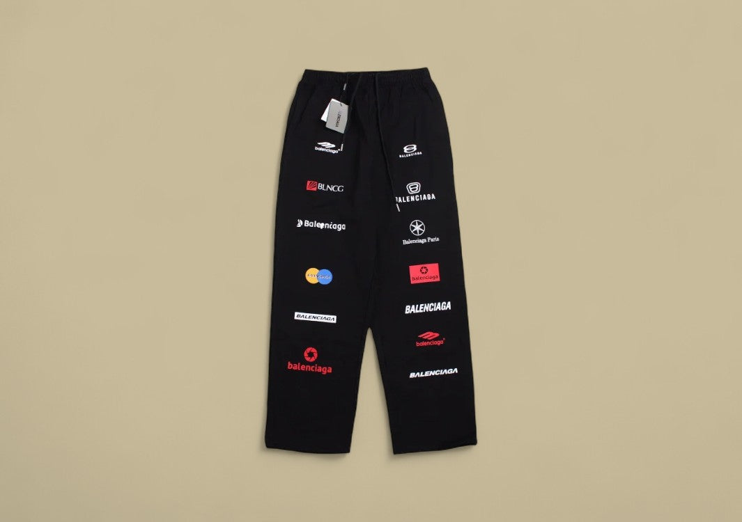 Balenciaga Multiple Logos Track Pants – Black