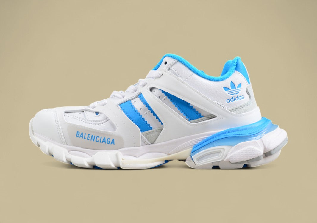 Balenciaga x Adidas Track Sneaker in White and Blue