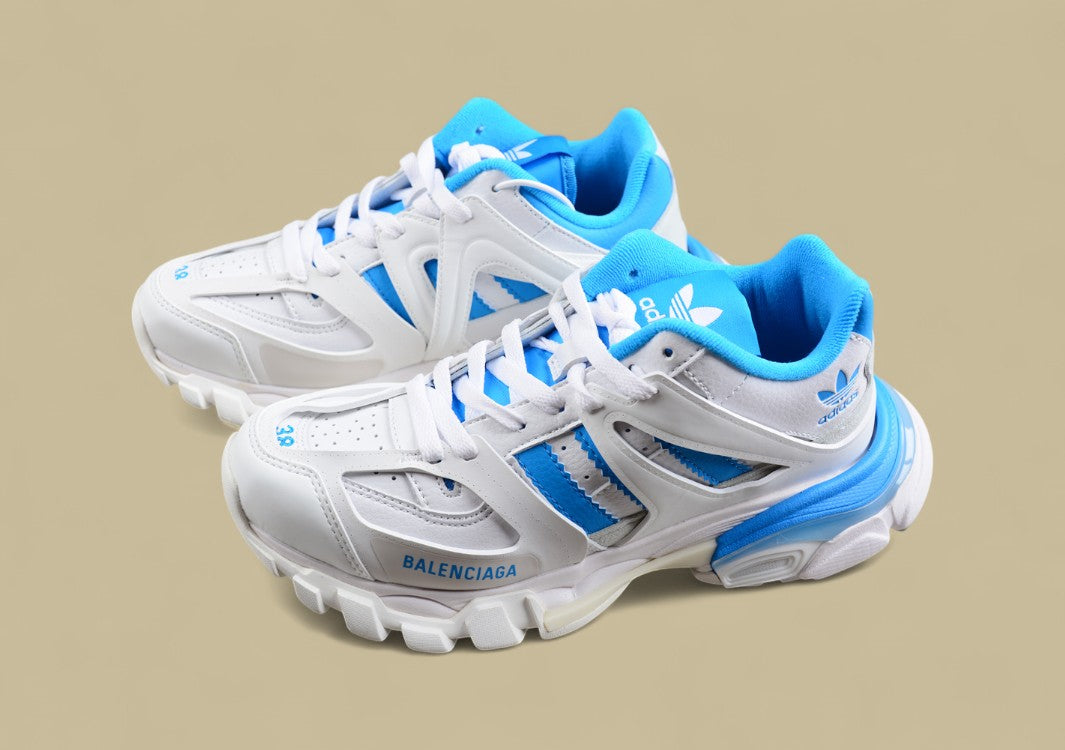 Balenciaga x Adidas Track Sneaker in White and Blue