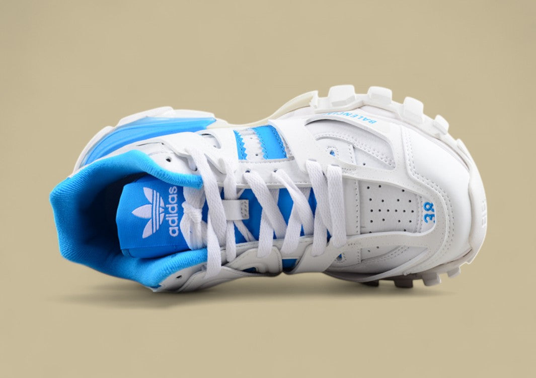 Balenciaga x Adidas Track Sneaker in White and Blue