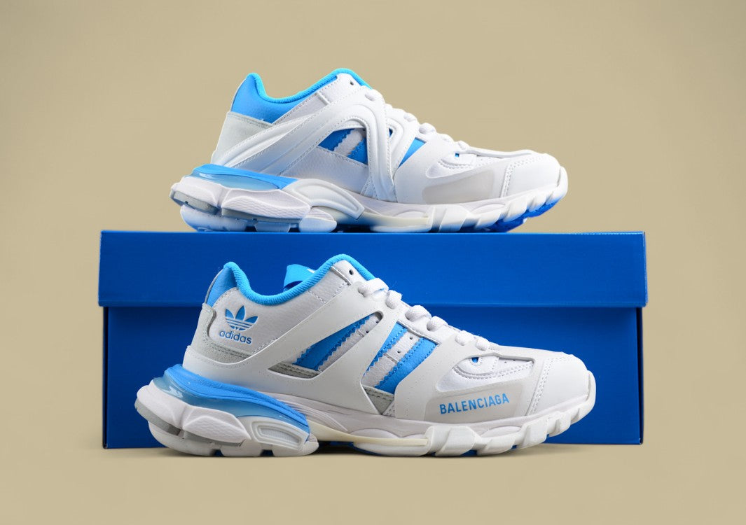 Balenciaga x Adidas Track Sneaker in White and Blue