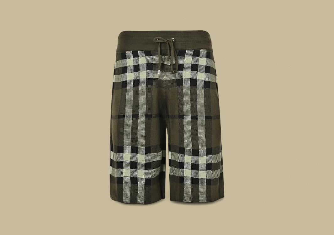 Burberry 24SS Classic Big Check Knit Shorts – Olive Green