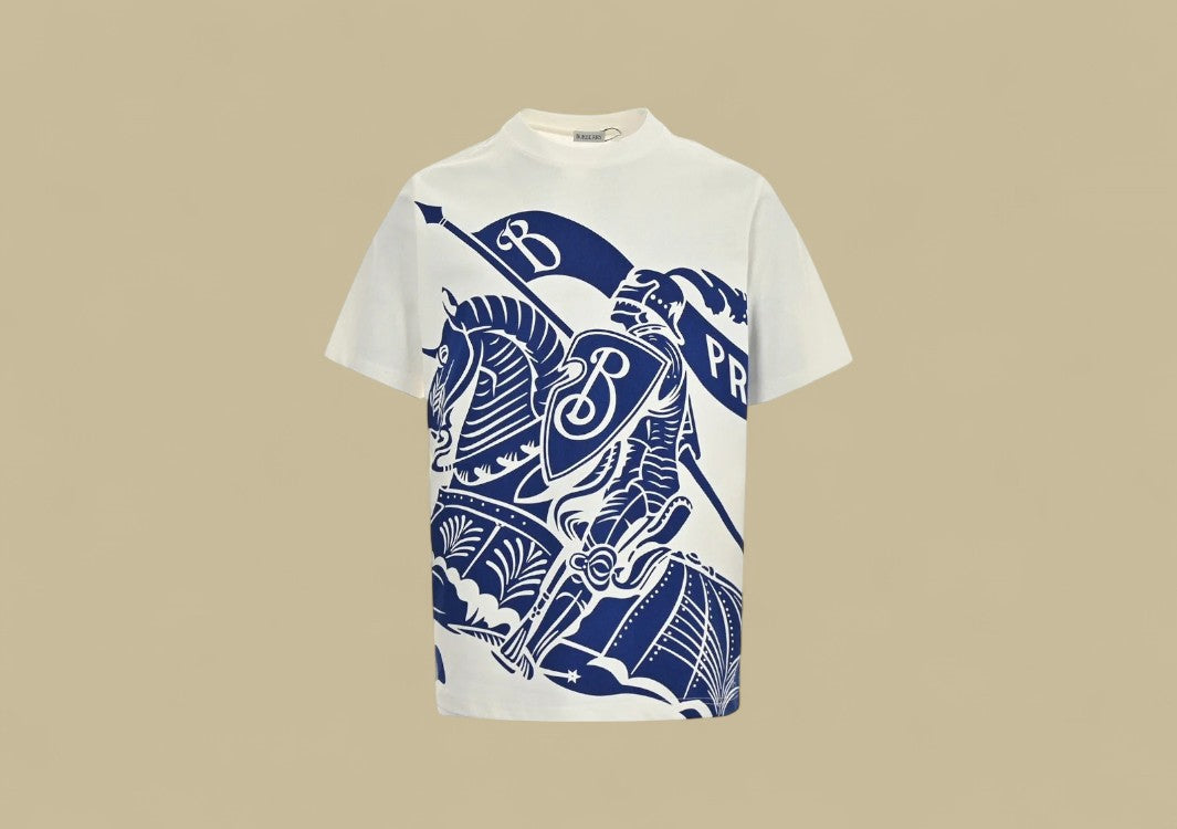 Burberry 24SS Knight Warhorse Logo Graphic T-Shirt – White & Blue