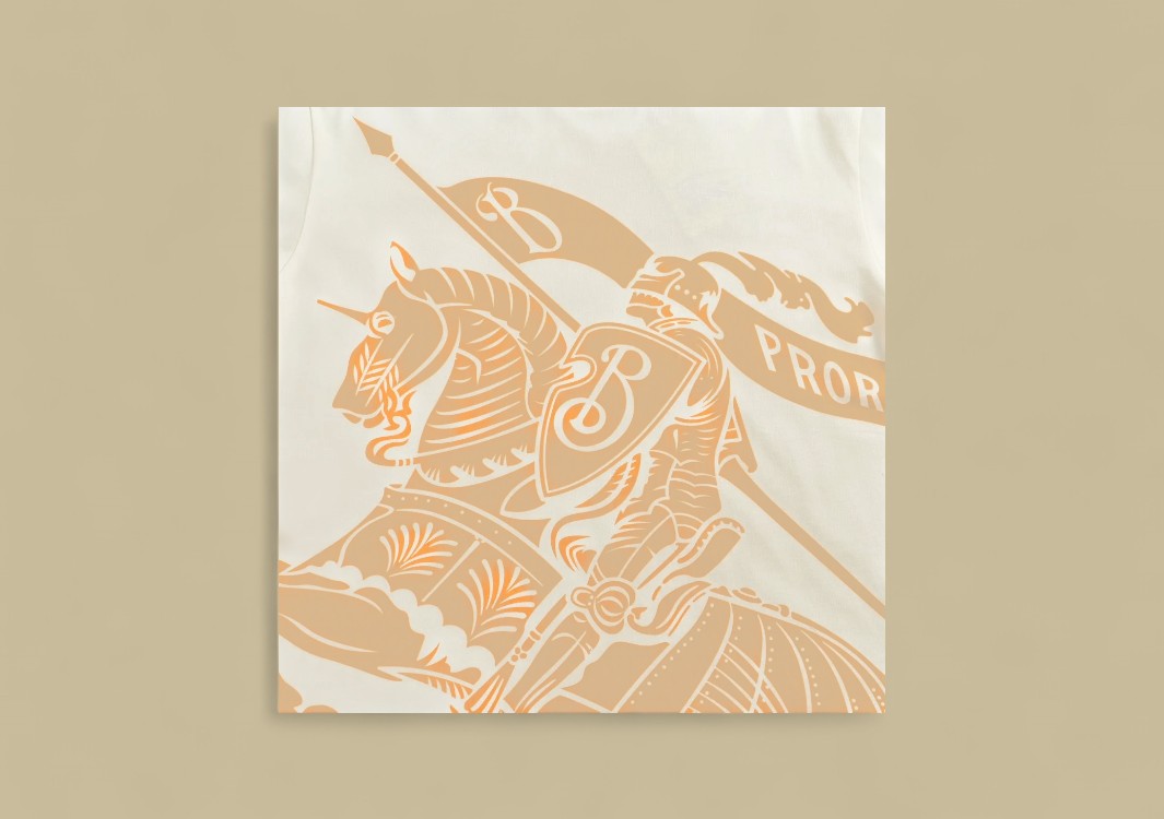 Burberry 24SS Knight Warhorse Logo Graphic T-Shirt – White & Orange