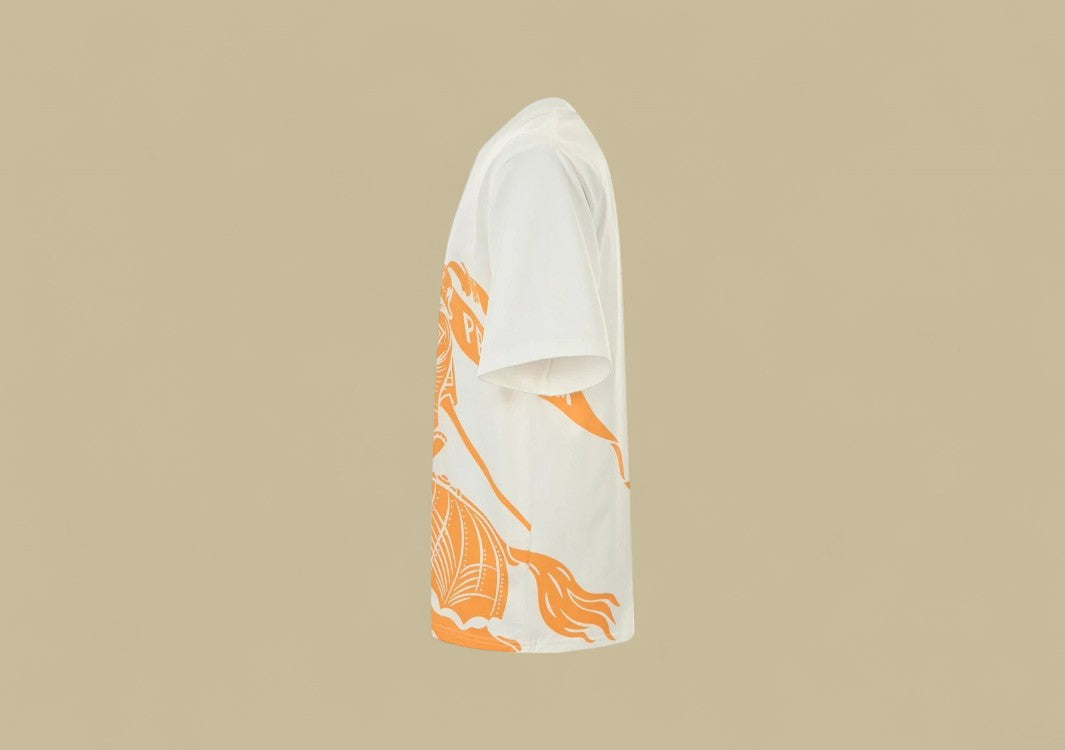 Burberry 24SS Knight Warhorse Logo Graphic T-Shirt – White & Orange