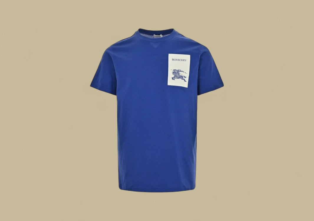 Burberry 24SS Patch Warhorse Logo T-Shirt – Royal Blue with White Patch