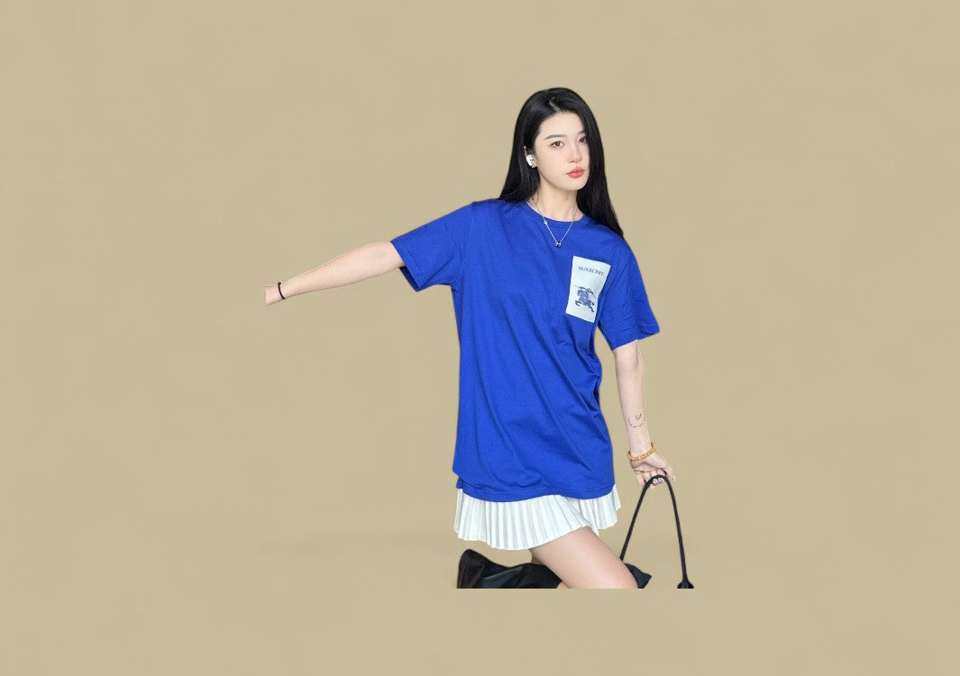 Burberry 24SS Patch Warhorse Logo T-Shirt – Royal Blue with White Patch