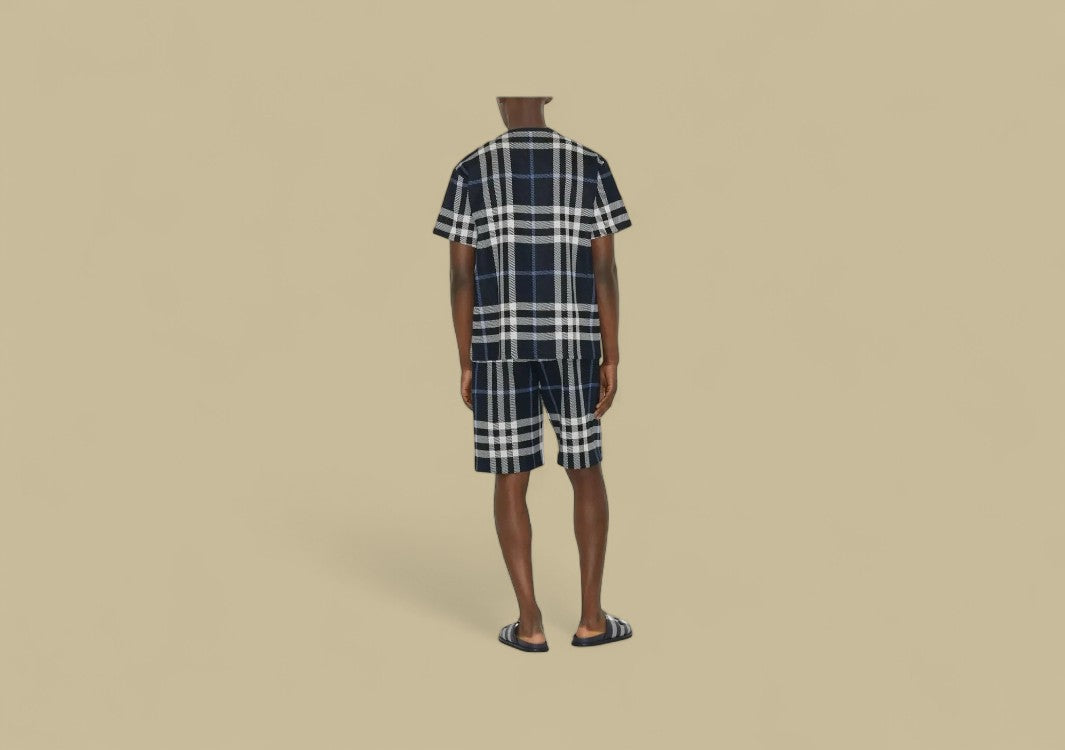 Burberry 24SS Plaid Knit Shorts – Navy Check