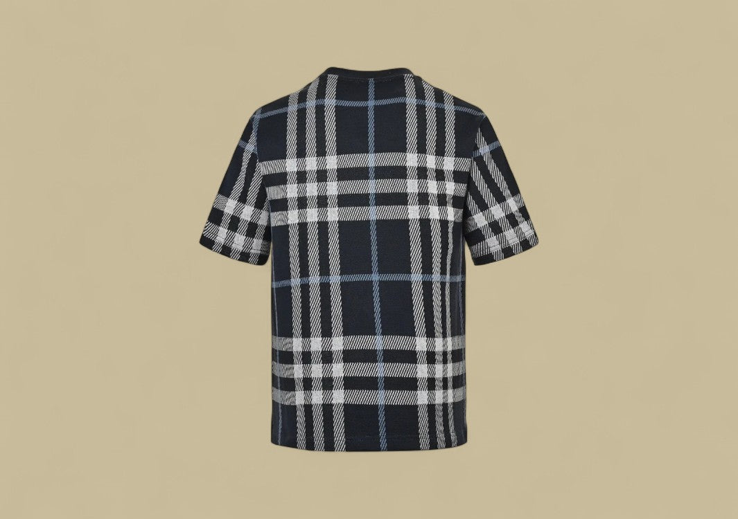 Burberry 24SS Plaid Knit T-Shirt – Navy Check