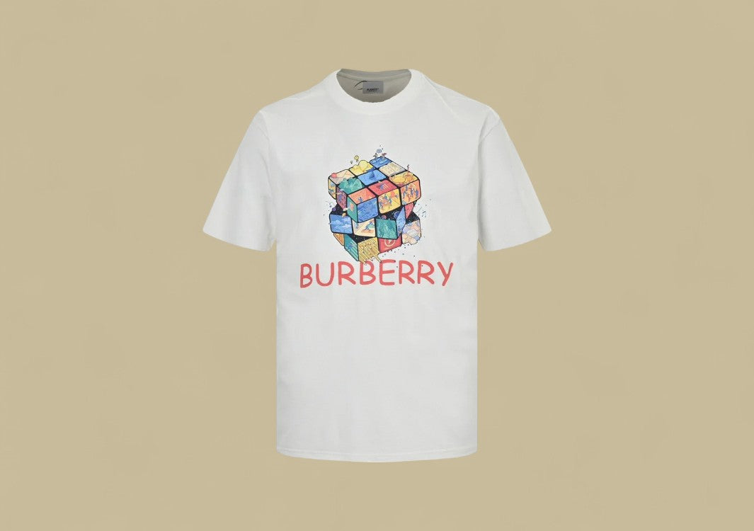 Burberry 24SS Rubik’s Cube Graphic Logo T-Shirt – White Multicolor