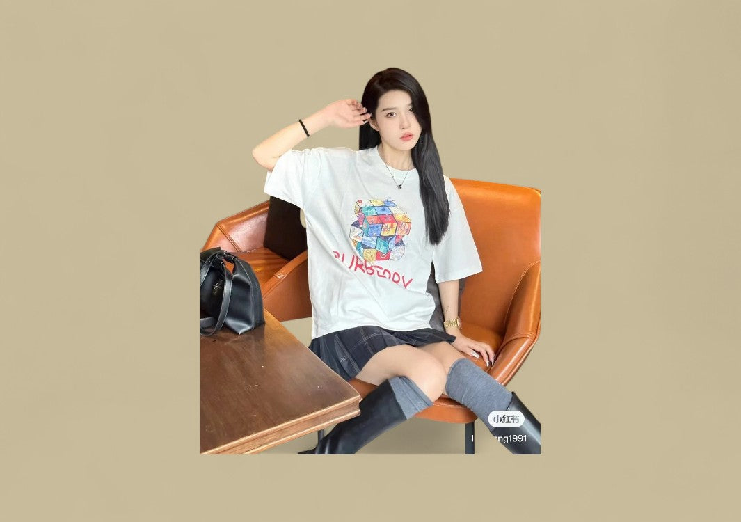 Burberry 24SS Rubik’s Cube Graphic Logo T-Shirt – White Multicolor