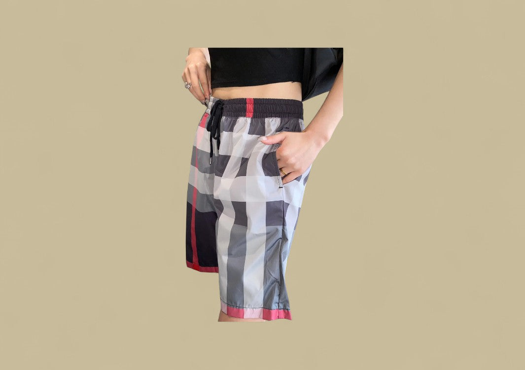 Burberry Classic Big Check Swim Shorts – Grey & Red