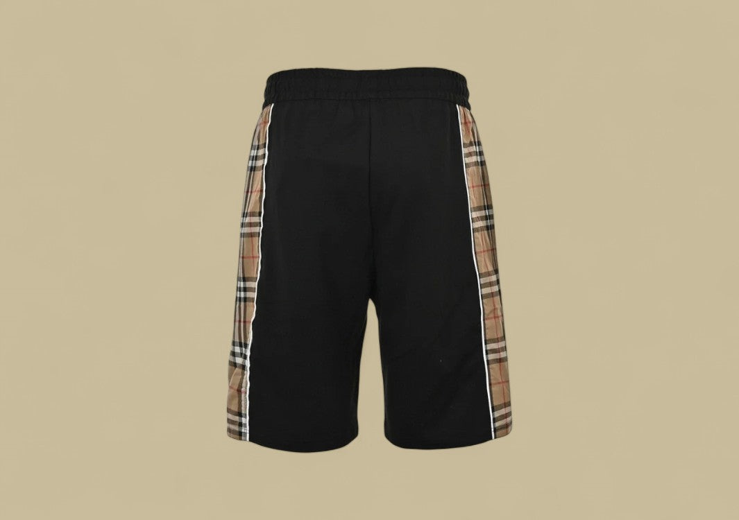 Burberry Embroidered Warhorse Logo Side Joint Plaid Shorts – Black