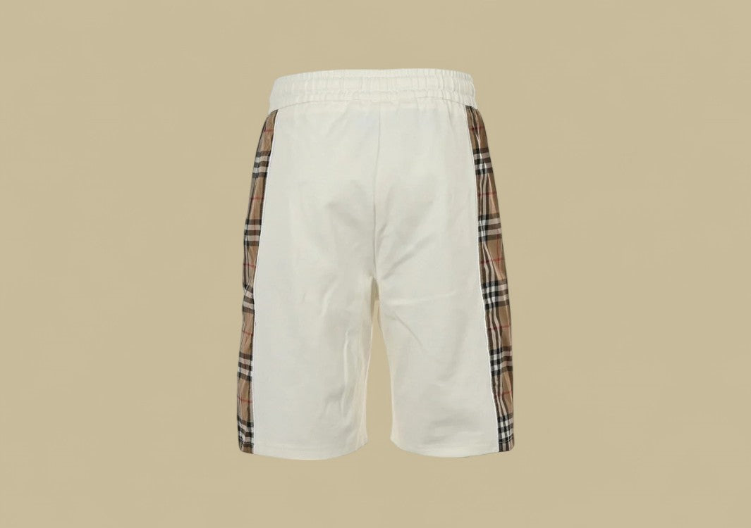 Burberry Embroidered Warhorse Logo Side Joint Plaid Shorts – Off-White with Archive Check Trim