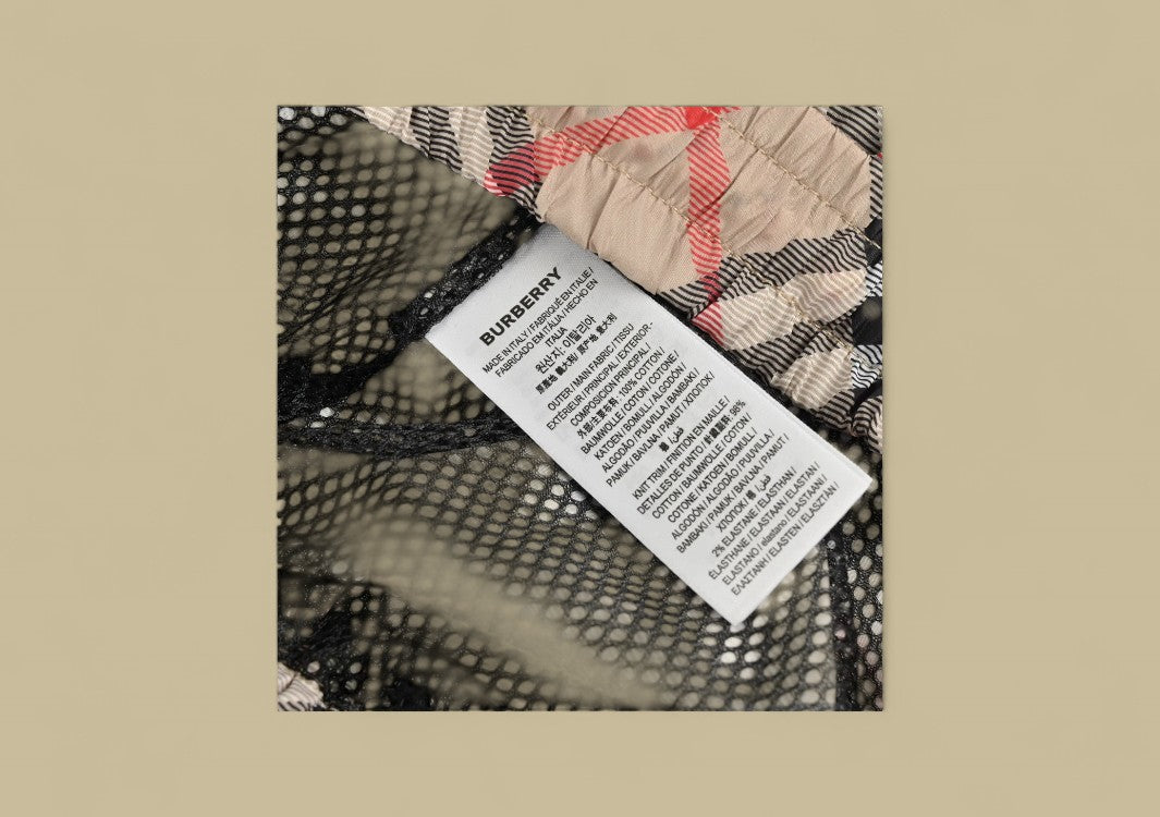 Burberry Embroidered Warhorse Logo Vintage Check Beach Shorts – Beige