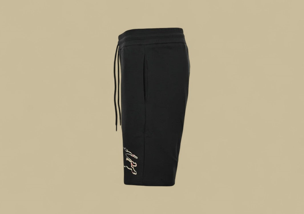 Burberry Knight Warhorse Logo Hollow-Out Plaid Patch Shorts – Black