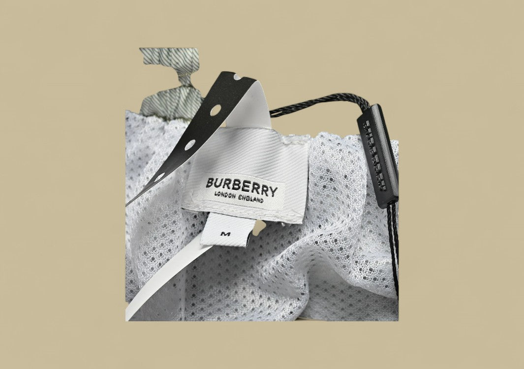 Burberry Stripe Plaid Beach Shorts – Green Check Pattern
