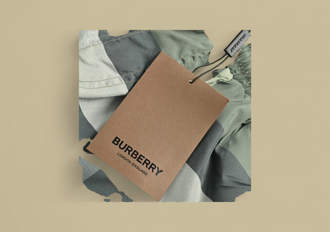 Burberry Stripe Plaid Beach Shorts – Green Check Pattern
