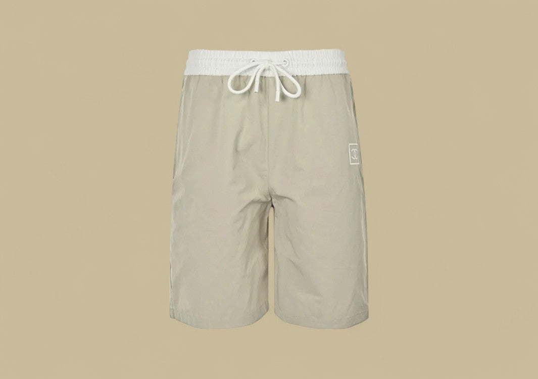 Chanel Double C Silicone Logo Shorts – Beige/White Waistband