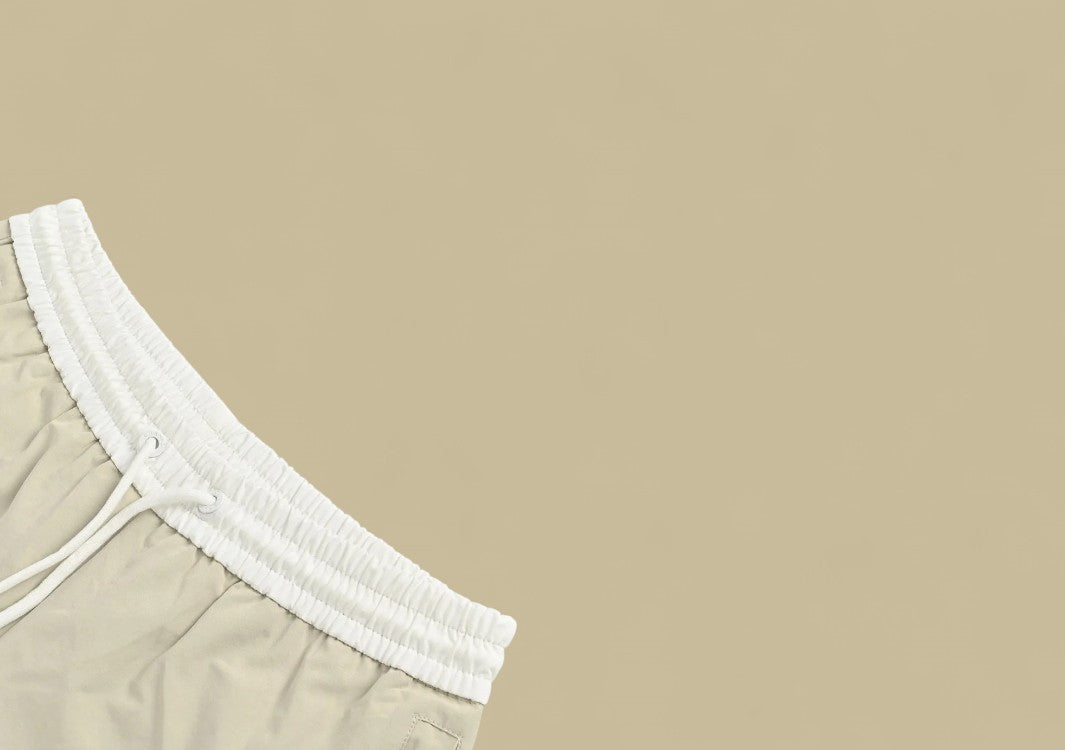 Chanel Double C Silicone Logo Shorts – Beige/White Waistband