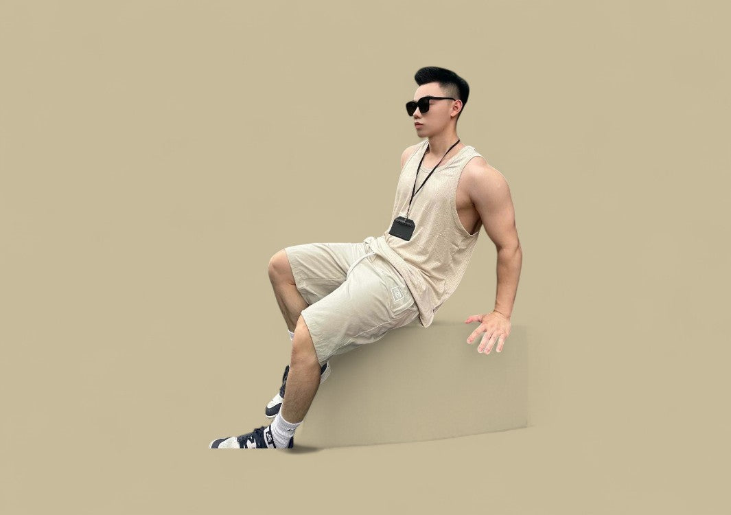 Chanel Double C Silicone Logo Shorts – Beige/White Waistband
