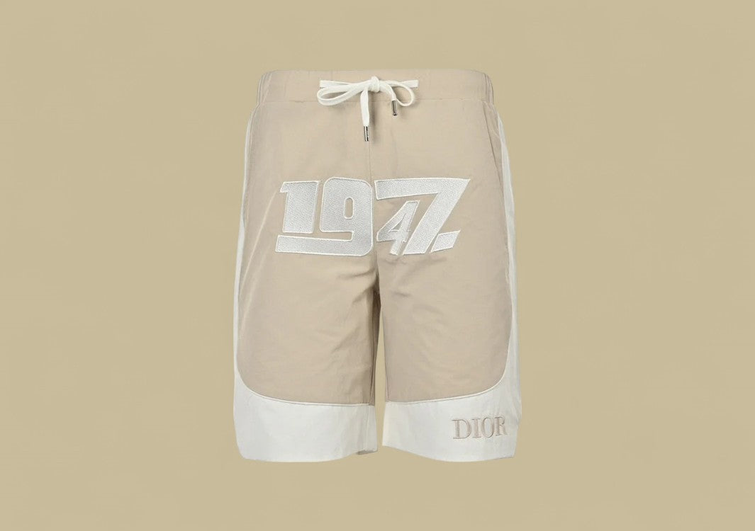Dior 1947 Embroidery Logo Tatting Shorts – Beige & White