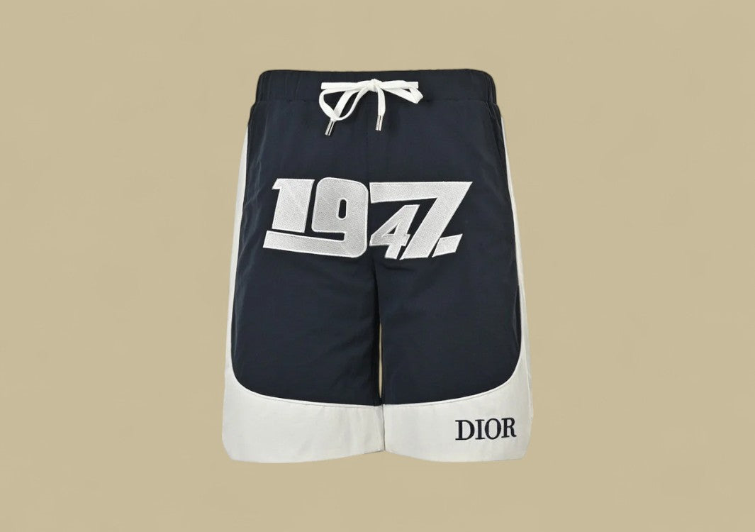 Dior 1947 Embroidery Logo Tatting Shorts – Navy & White