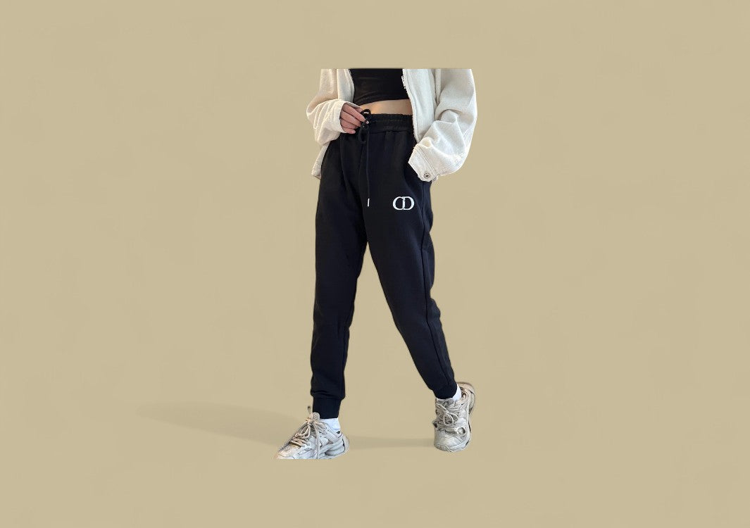 Dior 23FW Classic Series Black & White Embroidery Logo Sweatpants