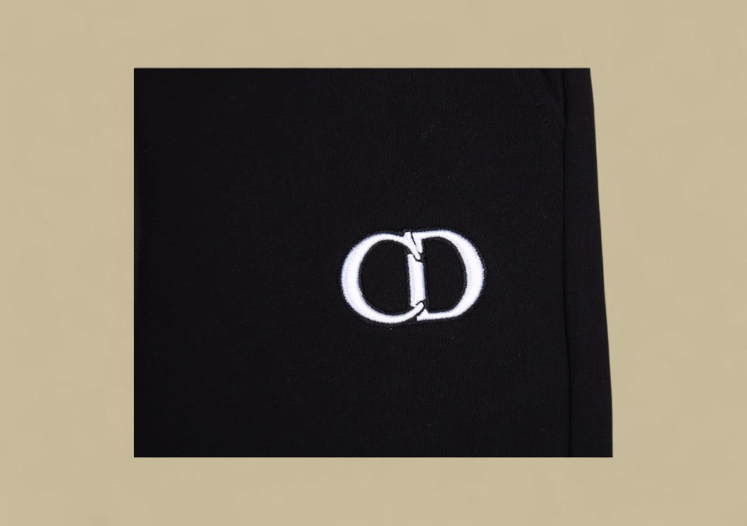 Dior 23FW Classic Series Black & White Embroidery Logo Sweatpants