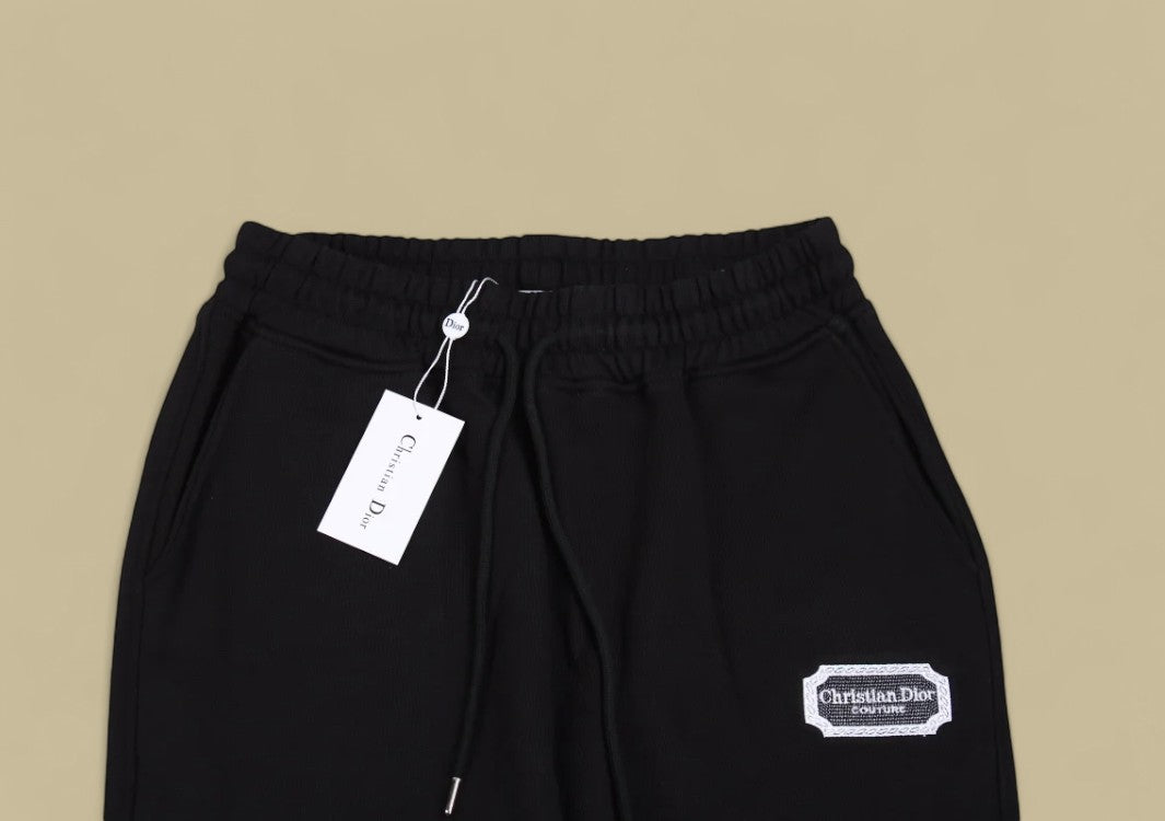 Dior 23FW Silver Embroidery Logo Sweatpants – Black
