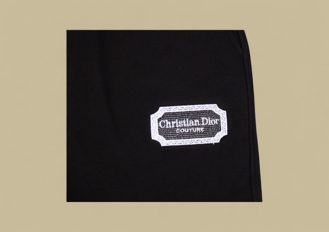 Dior 23FW Silver Embroidery Logo Sweatpants – Black