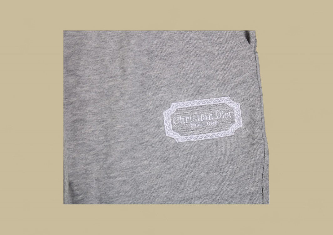 Dior 23FW Silver Embroidery Logo Sweatpants – Grey
