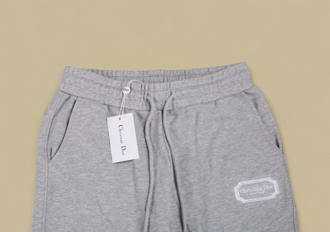 Dior 23FW Silver Embroidery Logo Sweatpants – Grey