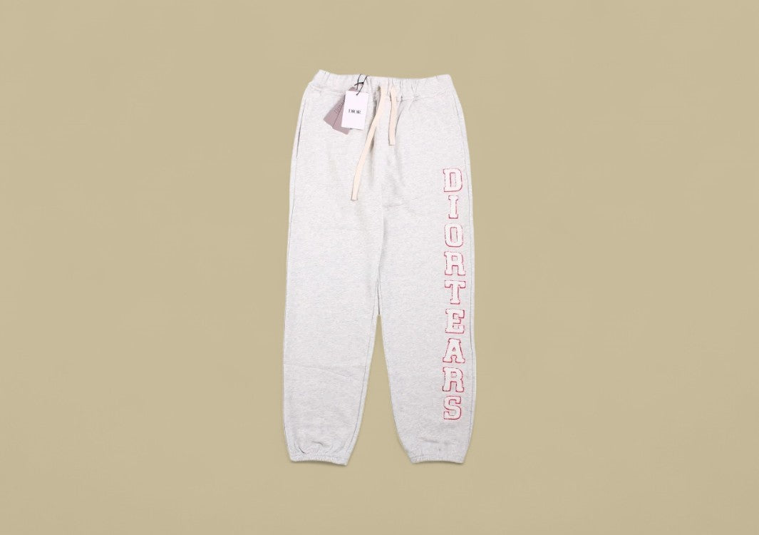Dior 23SS Vertical Towel Embroidery Logo Sweatpants – Grey/Pink