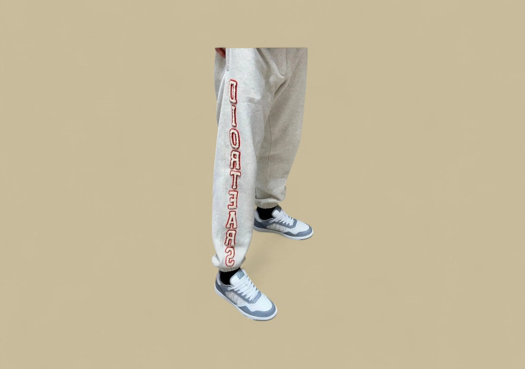 Dior 23SS Vertical Towel Embroidery Logo Sweatpants – Grey/Pink
