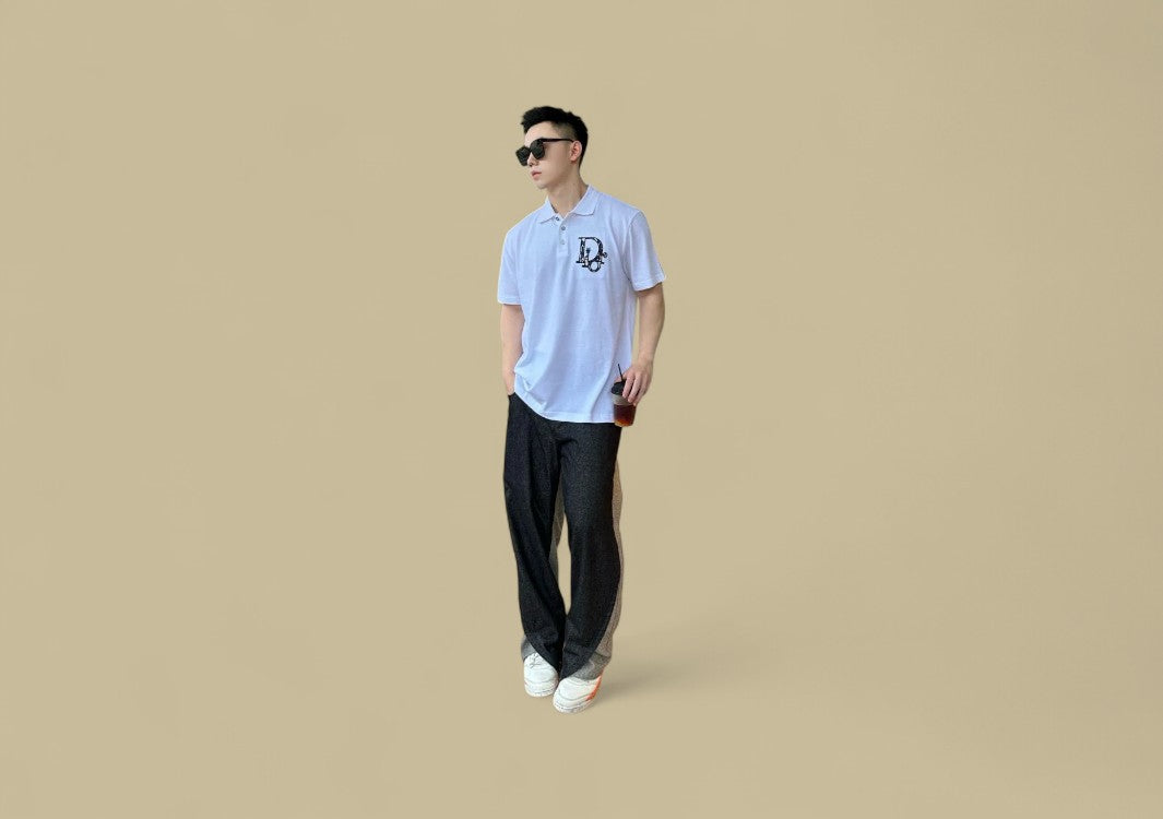 Dior 24SS Chest Embroidery Logo Polo T-Shirt – White