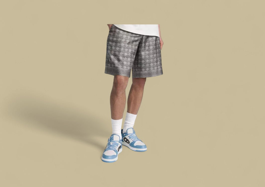 Dior 24SS Full Logo Silk Shorts – Grey Monogram