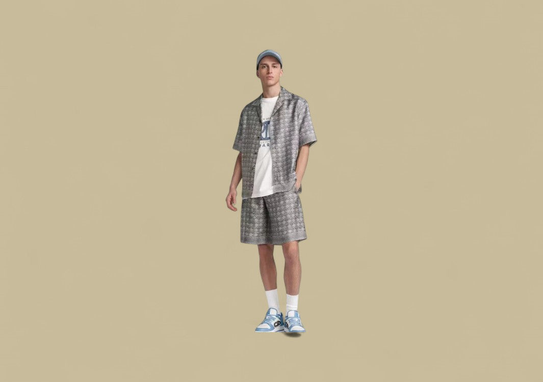 Dior 24SS Full Logo Silk Shorts – Grey Monogram