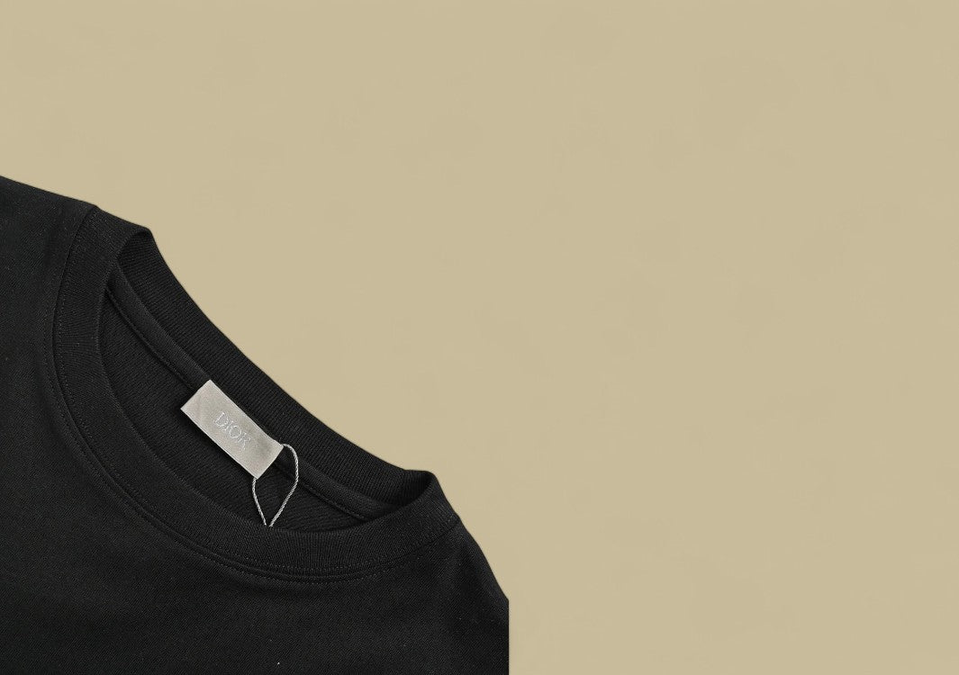 Dior 24SS Gold Thread Embroidery CD Logo T-Shirt - Black