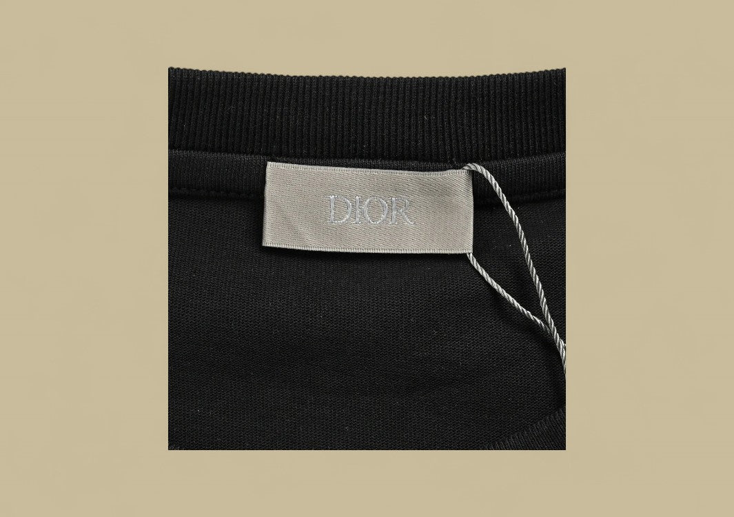 Dior 24SS Gold Thread Embroidery CD Logo T-Shirt - Black