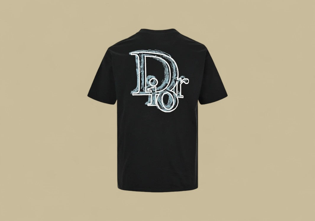 Dior 24SS Light Green Graffiti Logo T-Shirt – Black