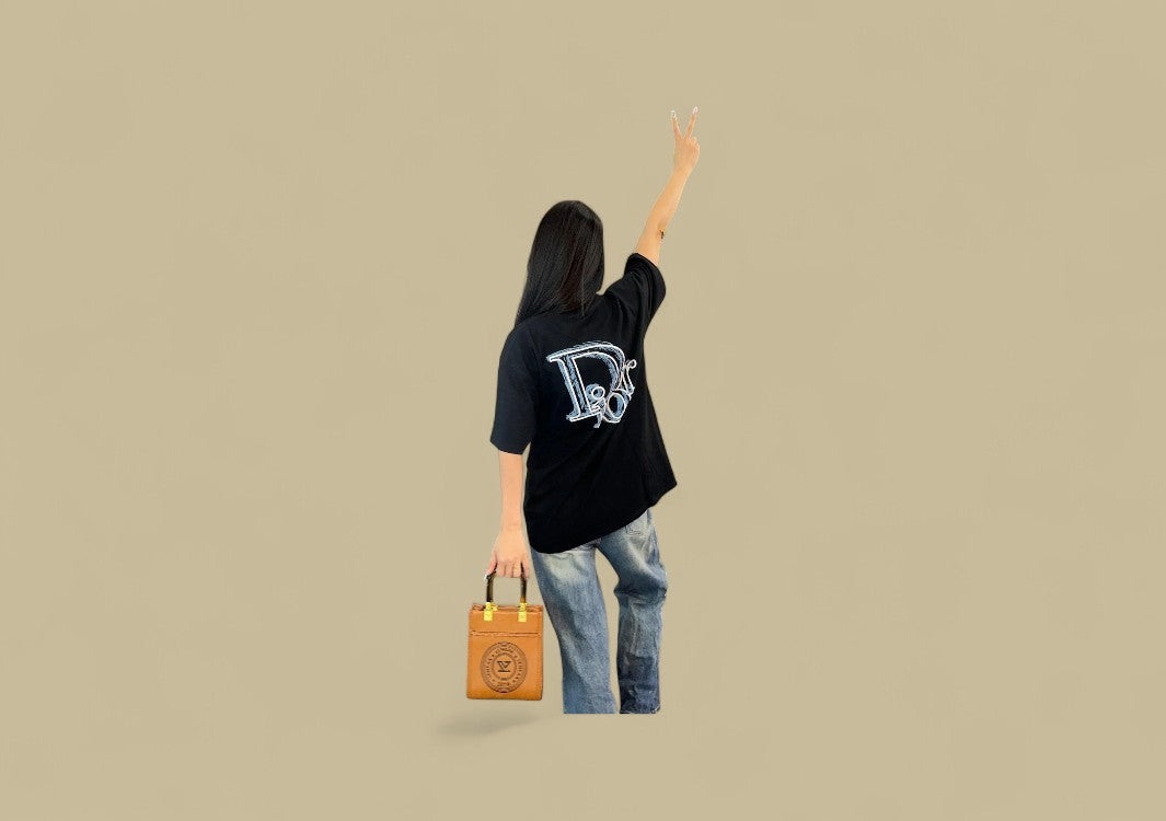 Dior 24SS Light Green Graffiti Logo T-Shirt – Black