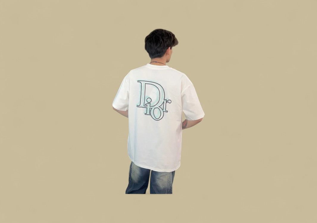 Dior 24SS Light Green Graffiti Logo T-Shirt – White