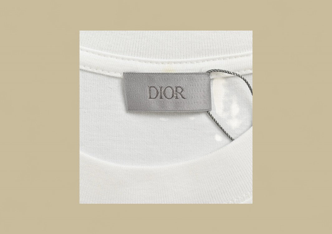 Dior 24SS Light Green Graffiti Logo T-Shirt – White