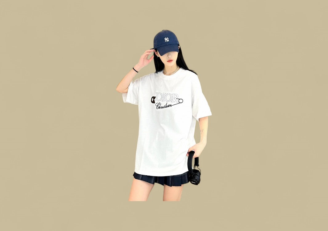 Dior 24ss Embroidery Clip Logo T-Shirt – White