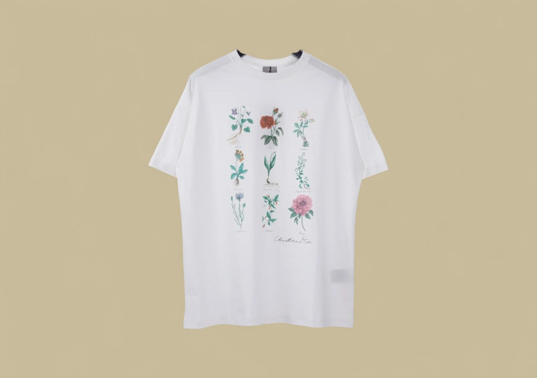 Dior Botanical Specimen Graphic T-Shirt – CD Floral Illustration
