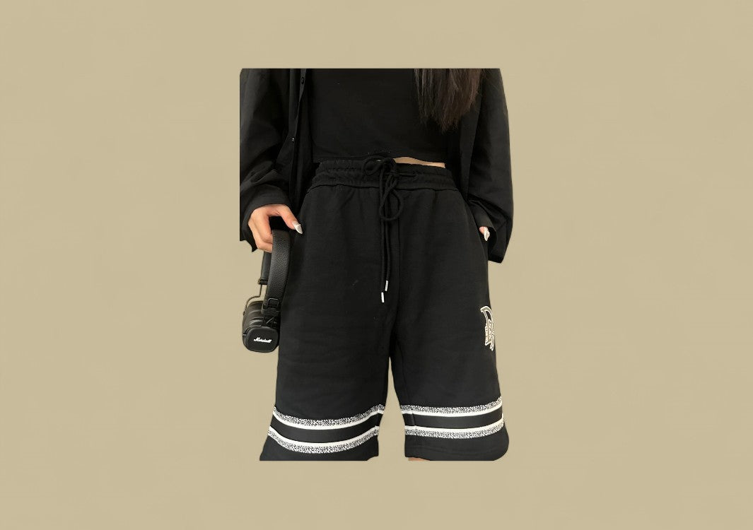 Dior Bottom Contrast Embroidery Logo Shorts – Black White/Trim